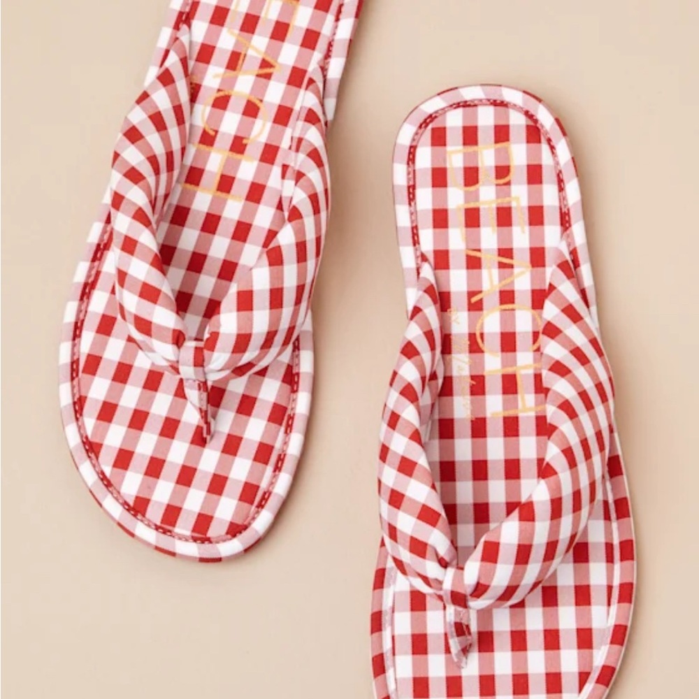 NWT BEACH by Matisse Red Gingham Flip Flops